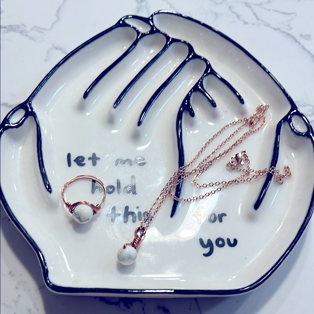 ❤️‍🔥BOGO FREE handmade rose gold wired agate stone ring necklace jewelry set
